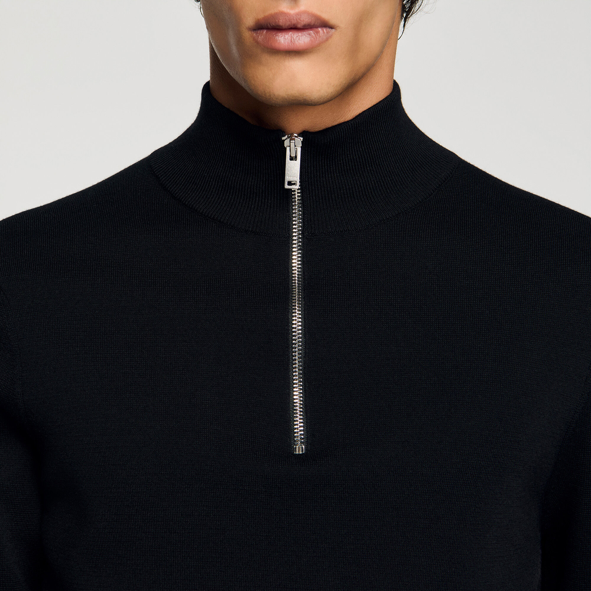 Wool jumper with zip collar Wool jumper with zip collar