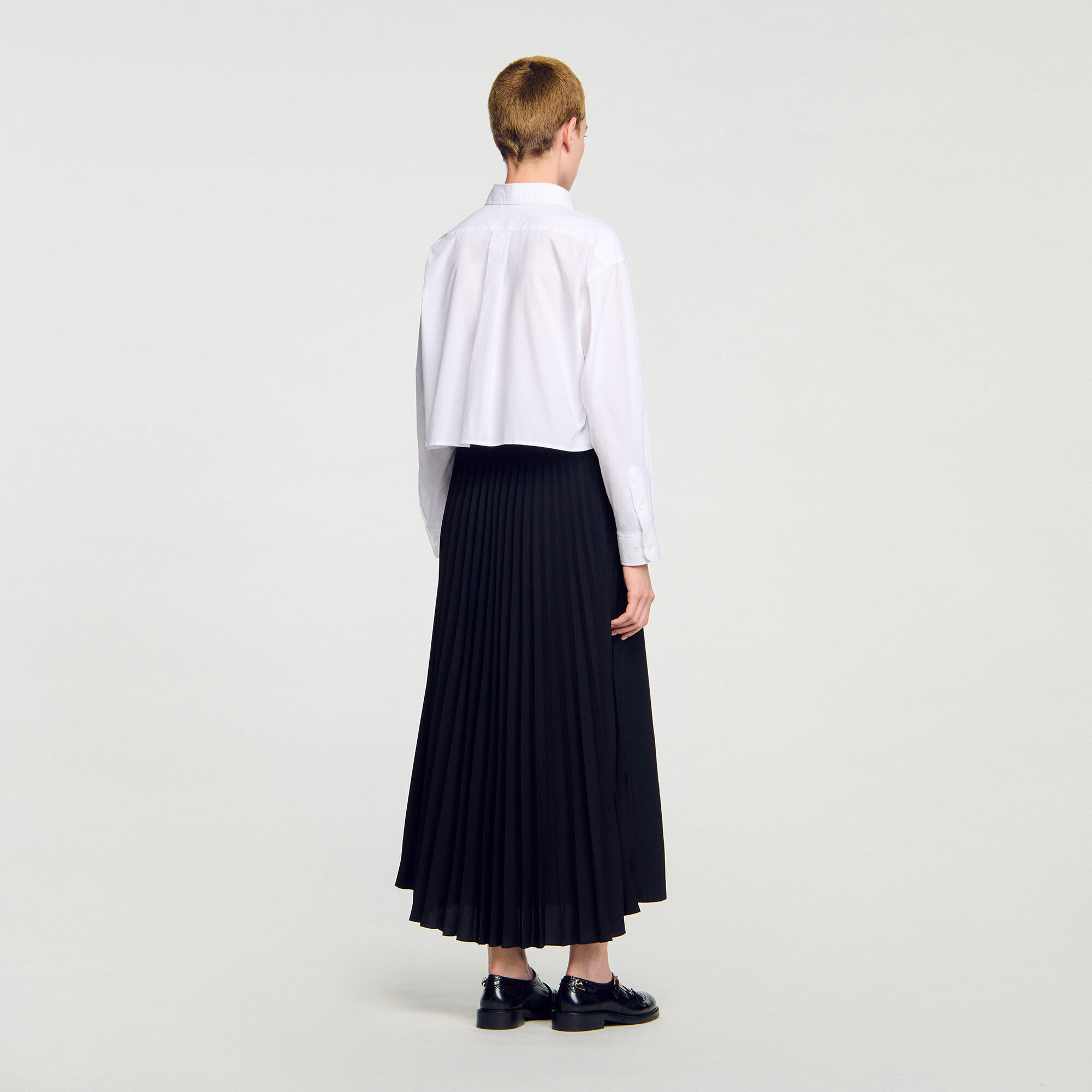 Curb chain buckle pleated skirt
