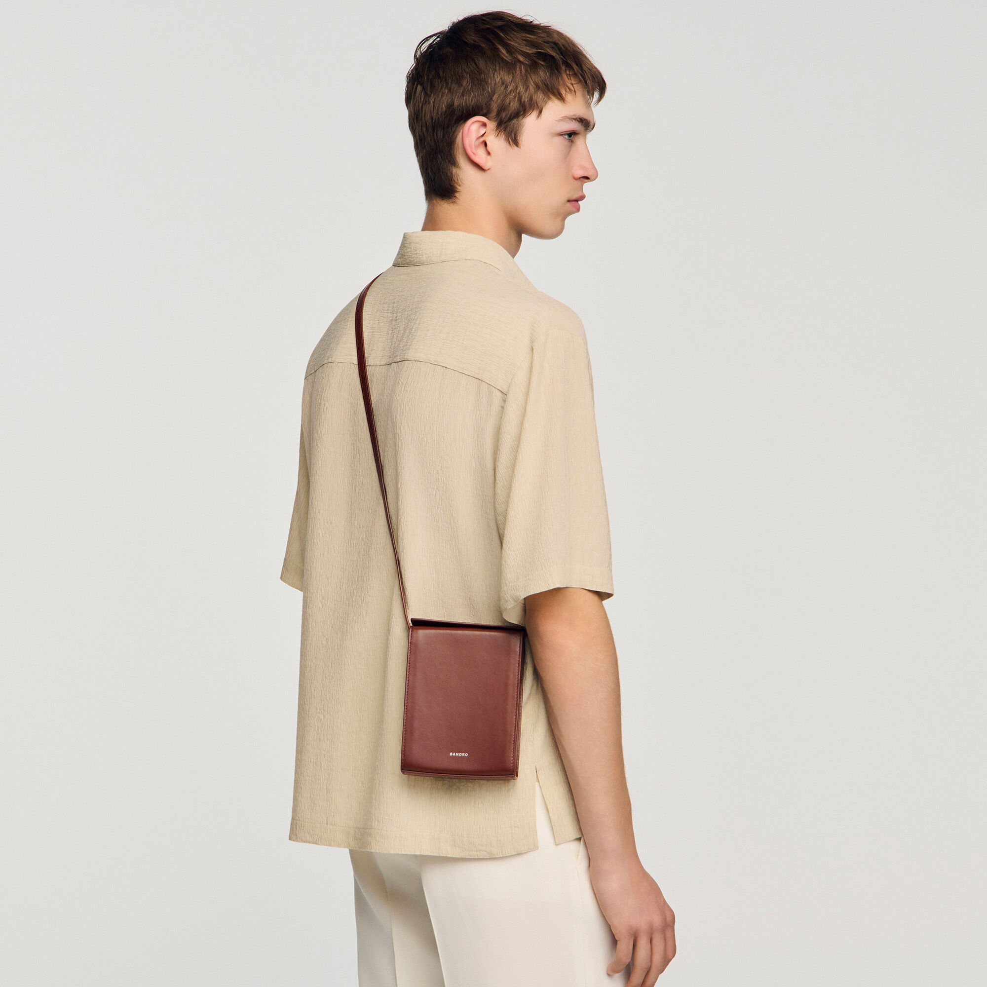 Leather logo phone holder