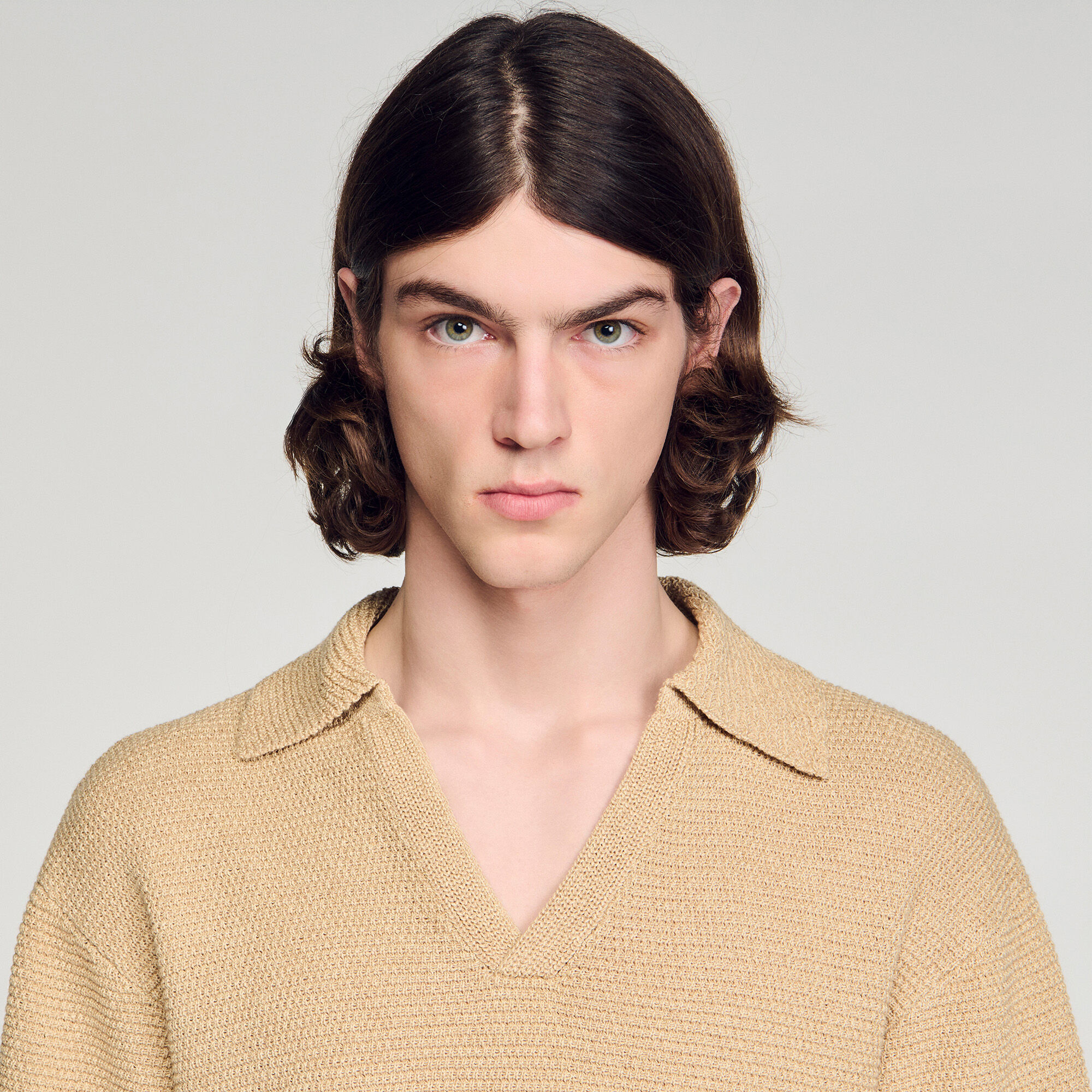 Jute-effect polo shirt