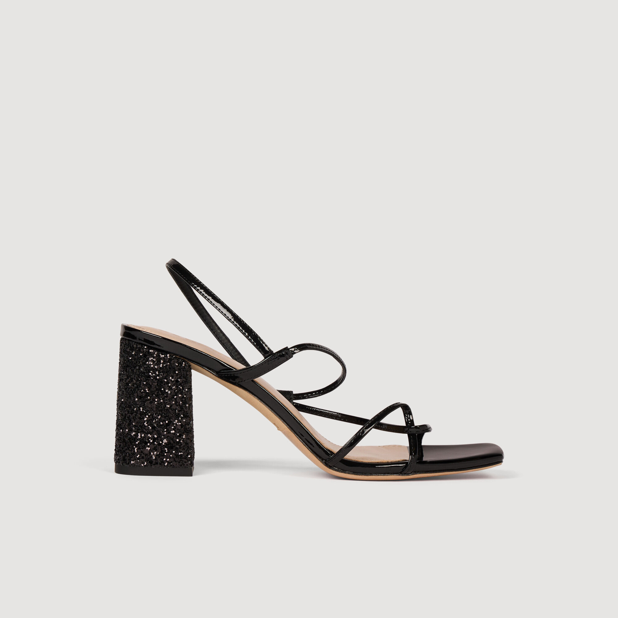 Glitter heel sandals