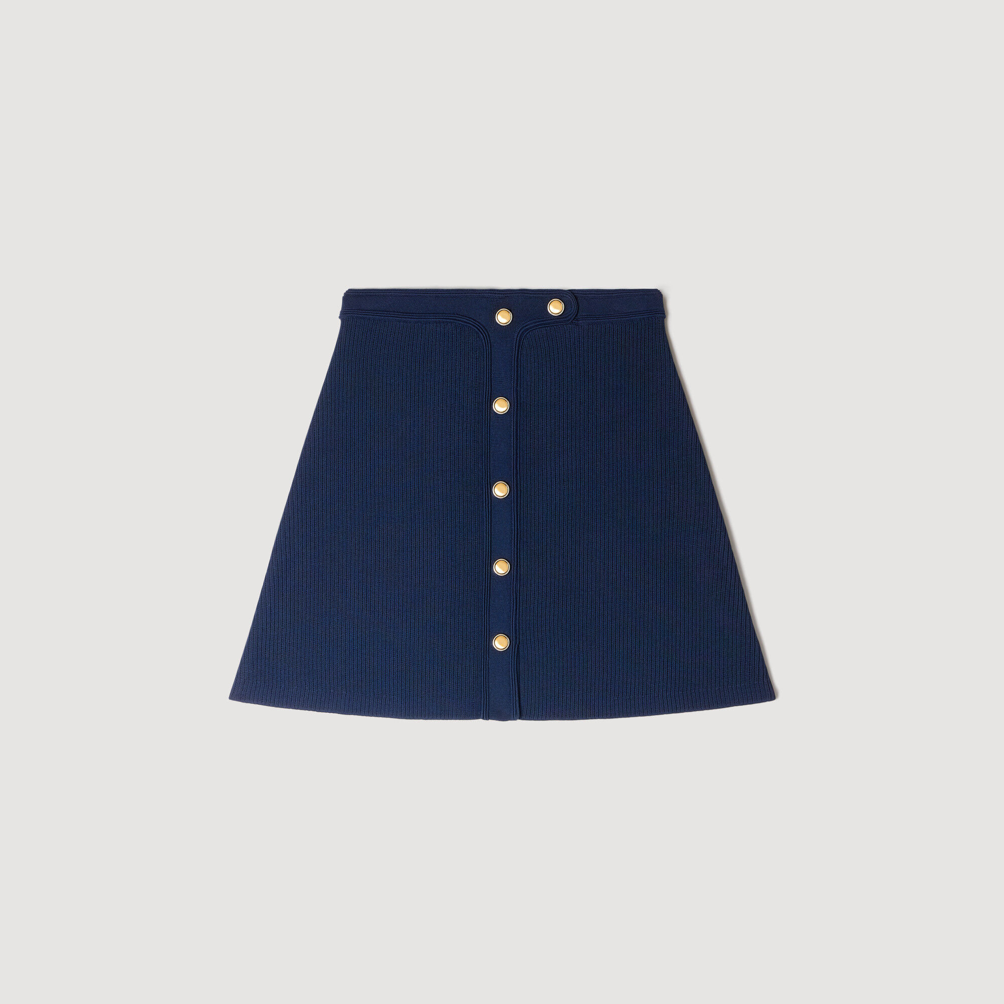 Short ribbed skirt with press studs