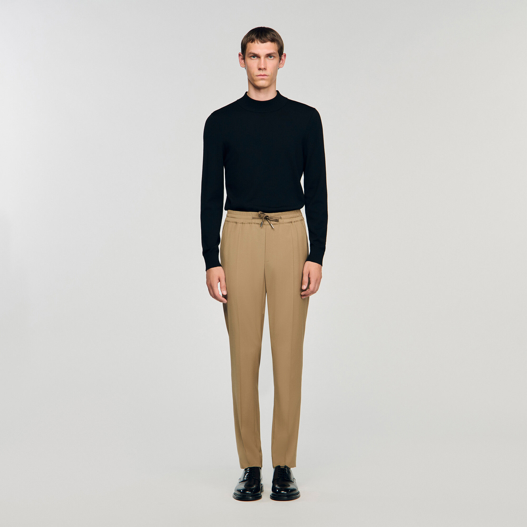 Elasticated straight-leg trousers