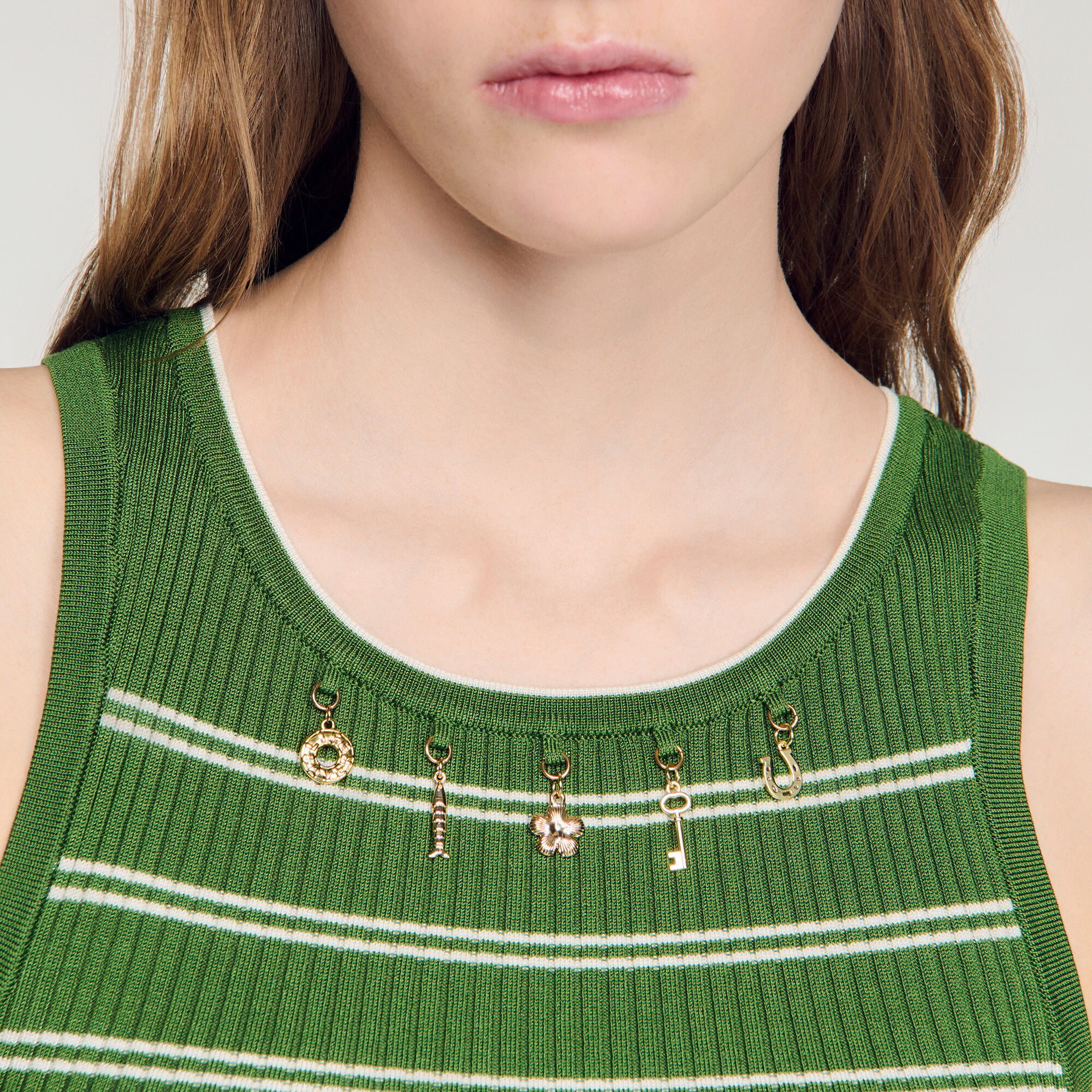 Striped vest top with tassels