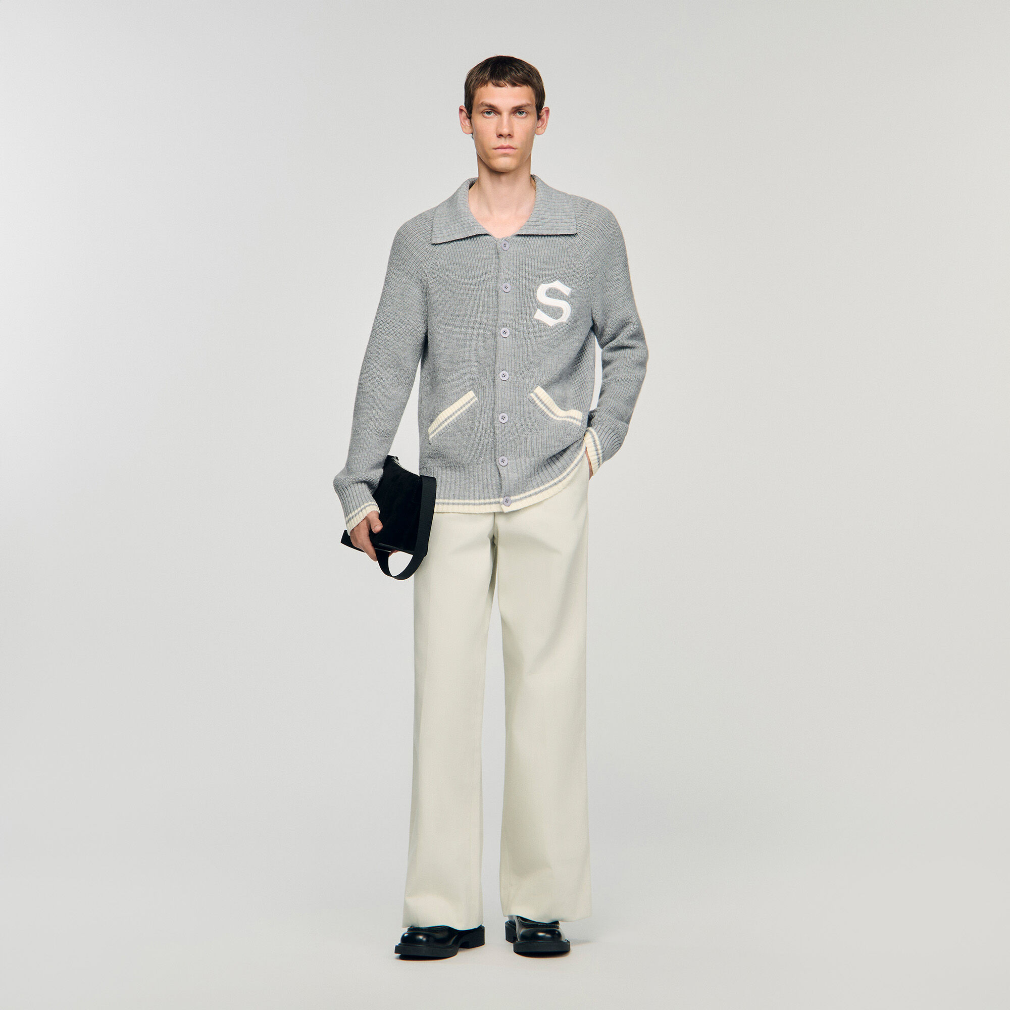 Wool cardigan with patch S