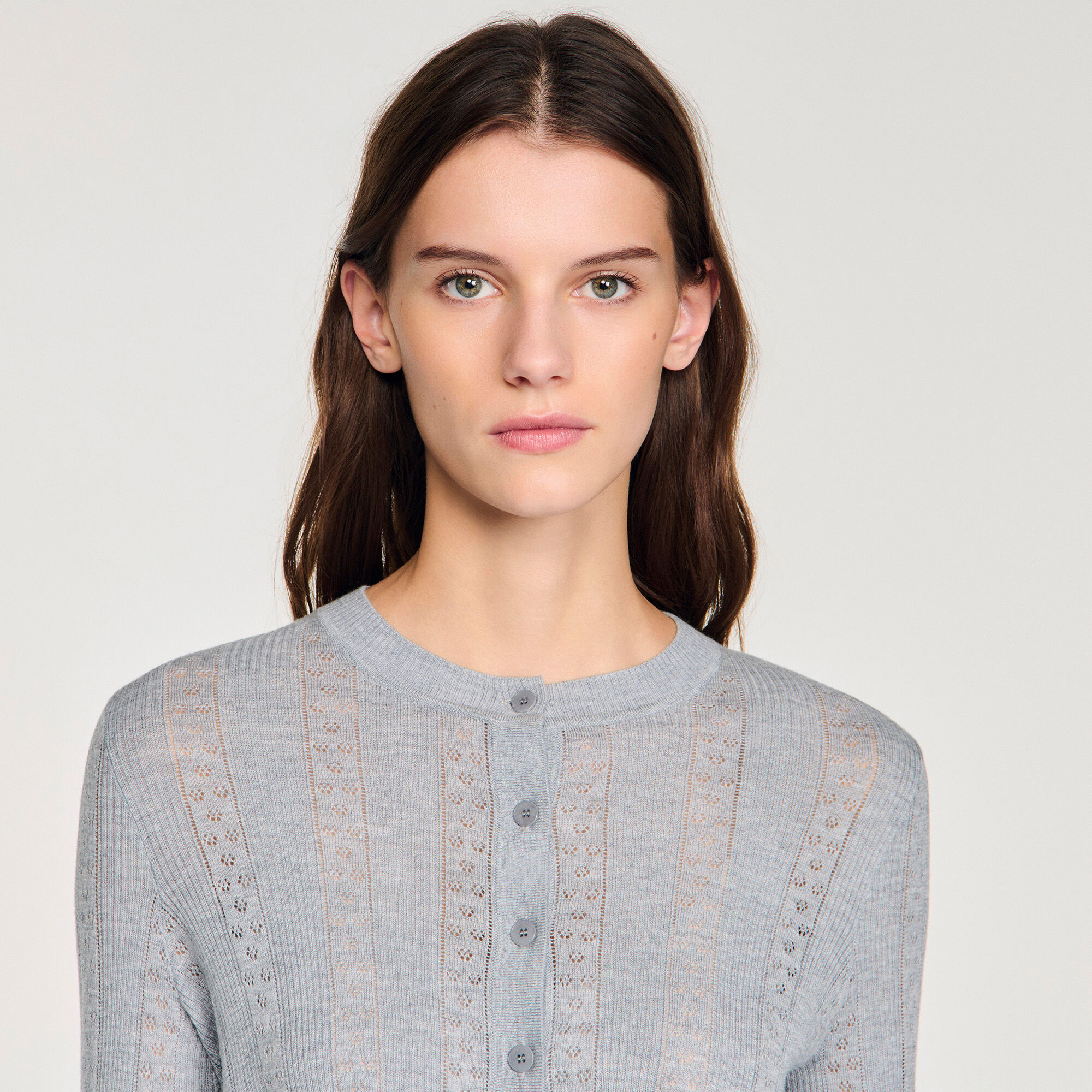 Pointelle knit cardigan