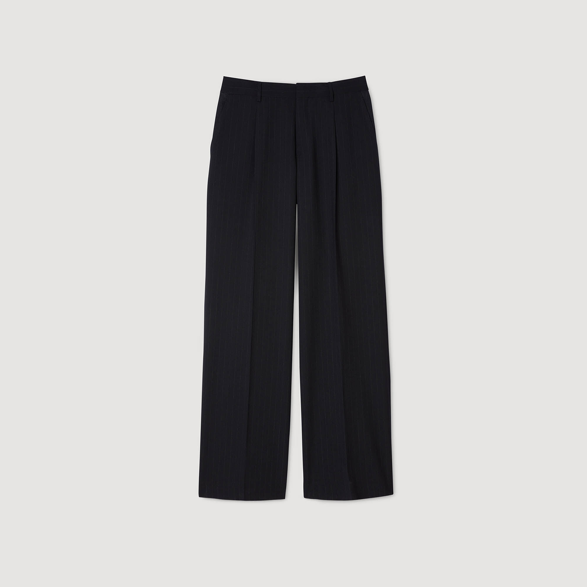 Wide-leg wool suit trousers