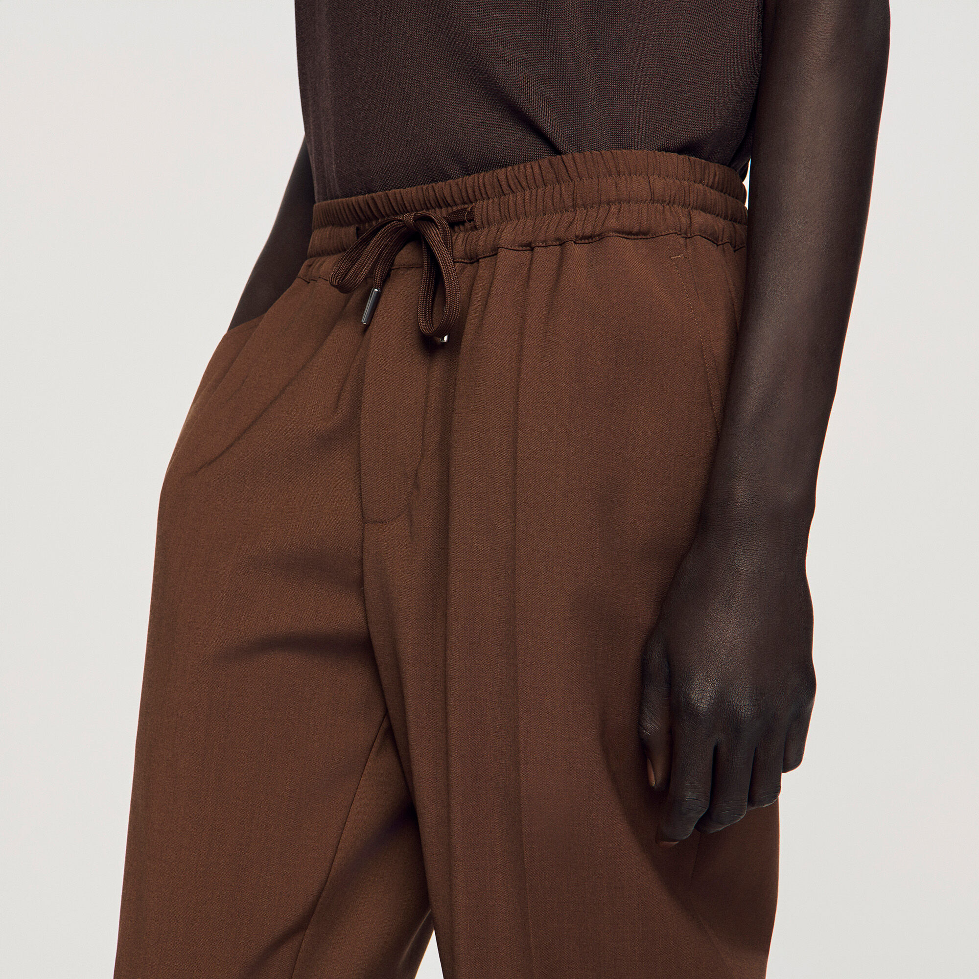 Elasticated straight-leg trousers