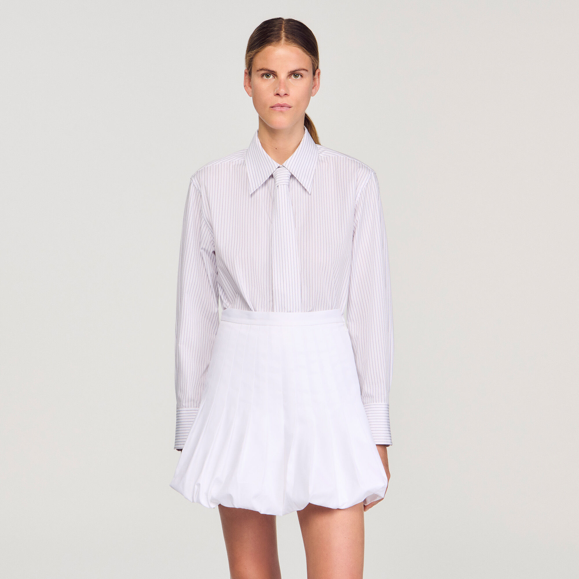 Striped shirt with detachable tie Striped shirt with detachable tie