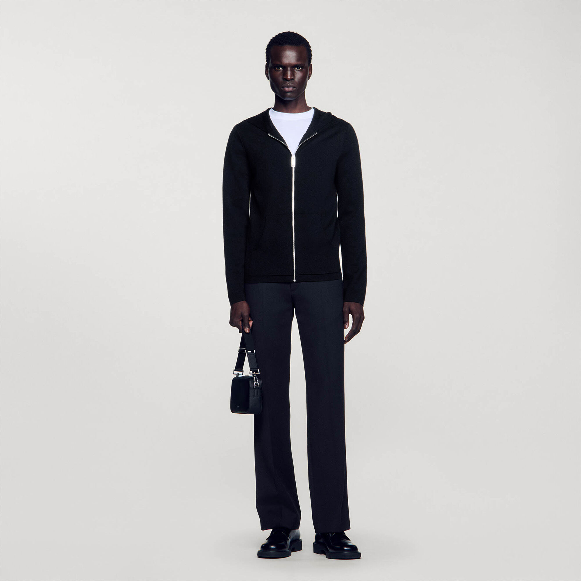 Zipped cardigan with hood