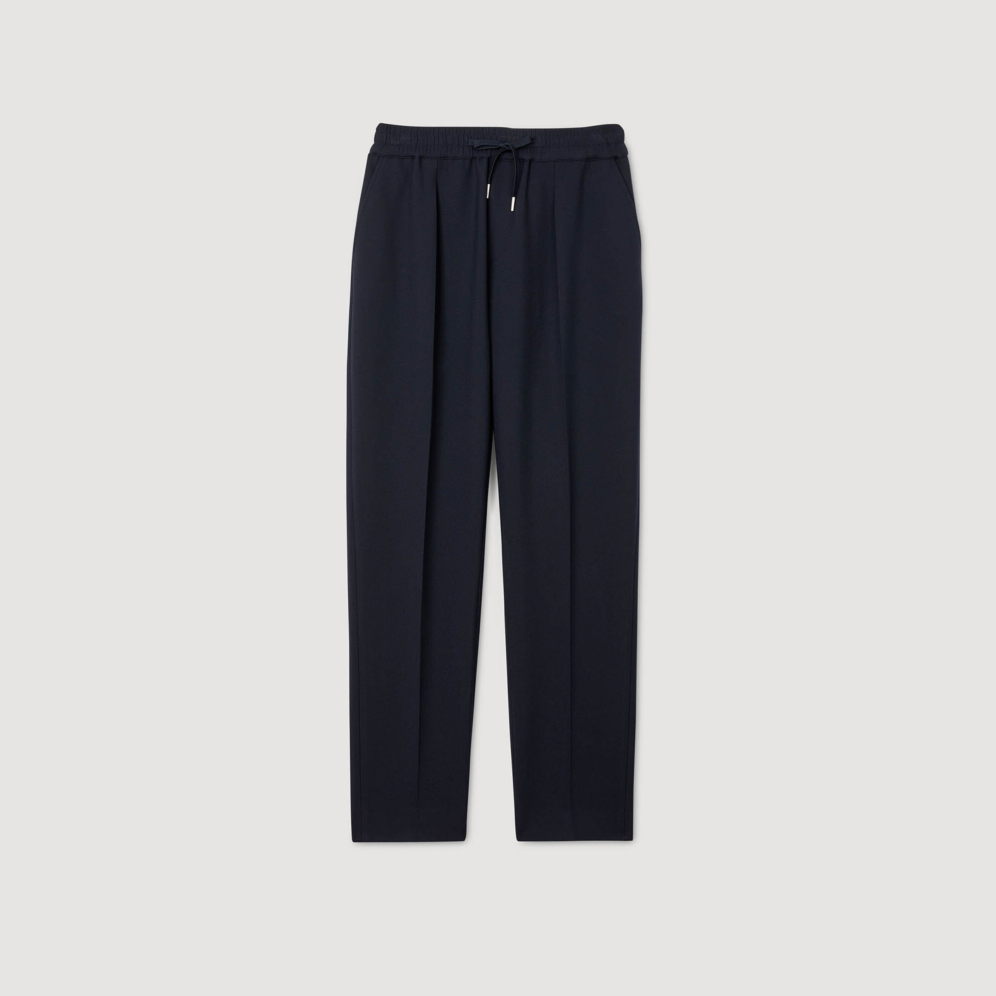 Elasticated straight-leg trousers