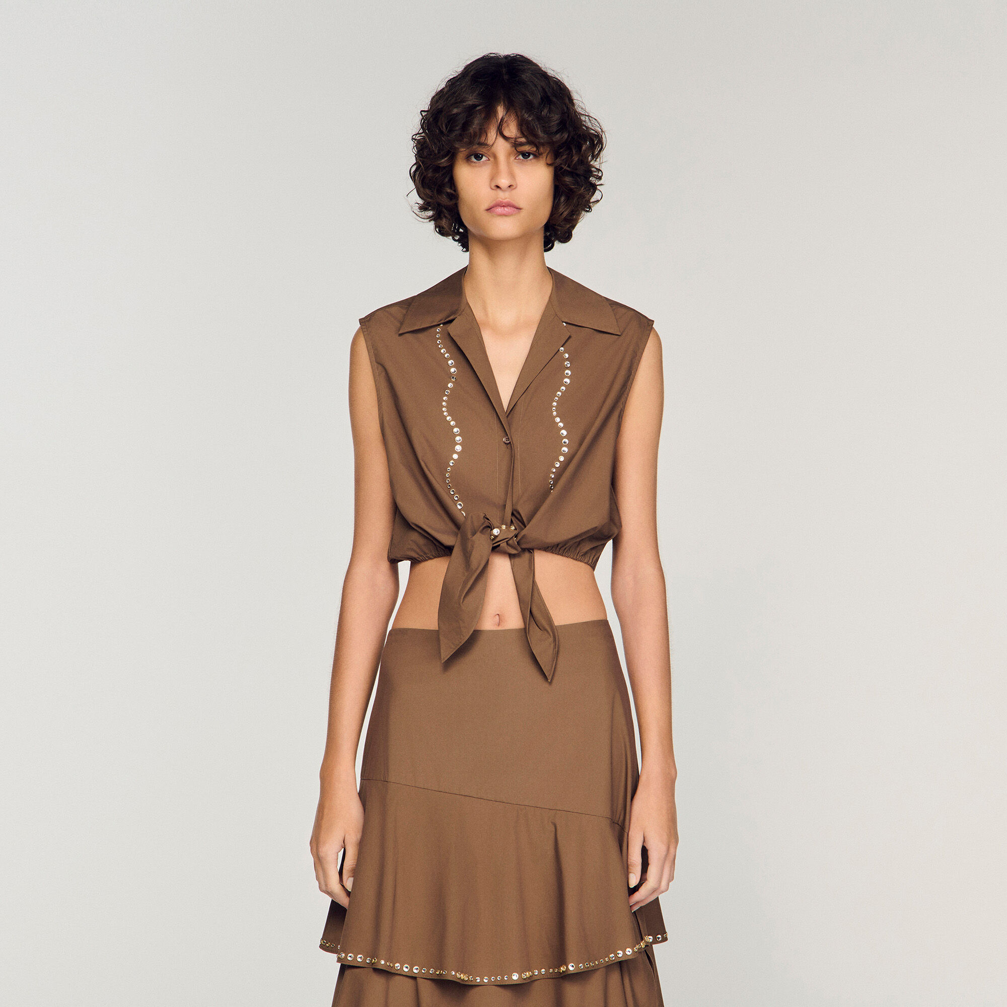 Rhinestone cropped shirt