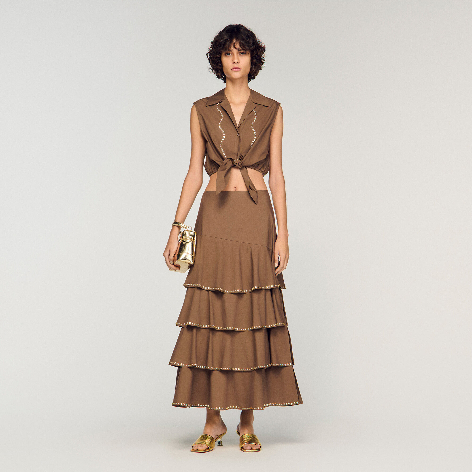 Rhinestone cropped shirt