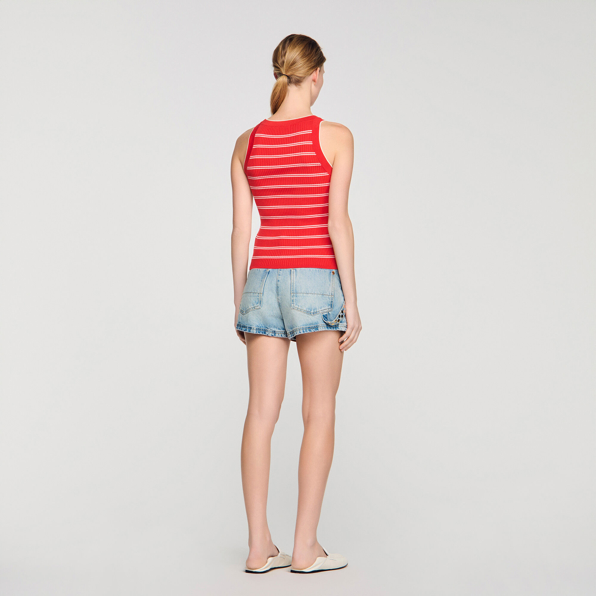 Striped ribbed vest top