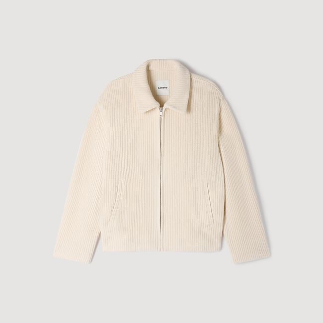 Knit-effect regular-collar jacket