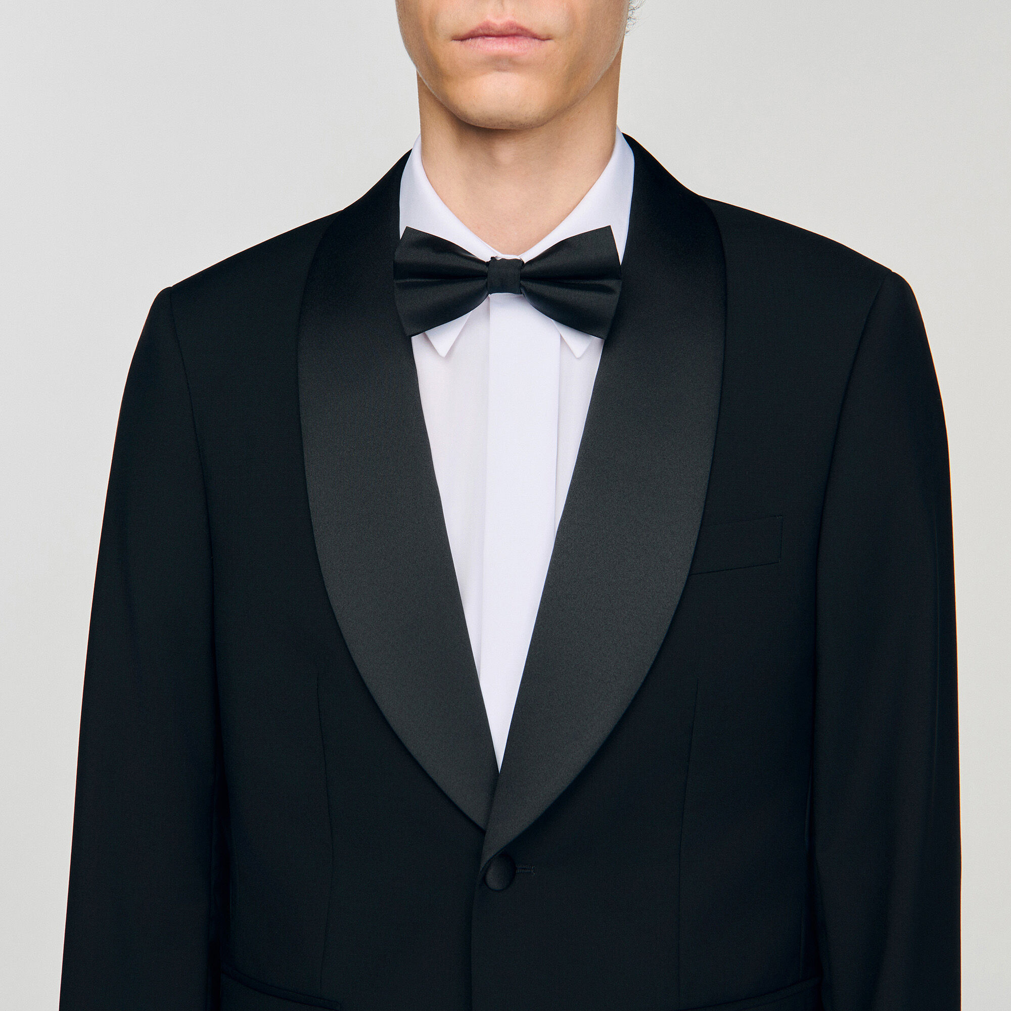 Wool jacket with shawl collar