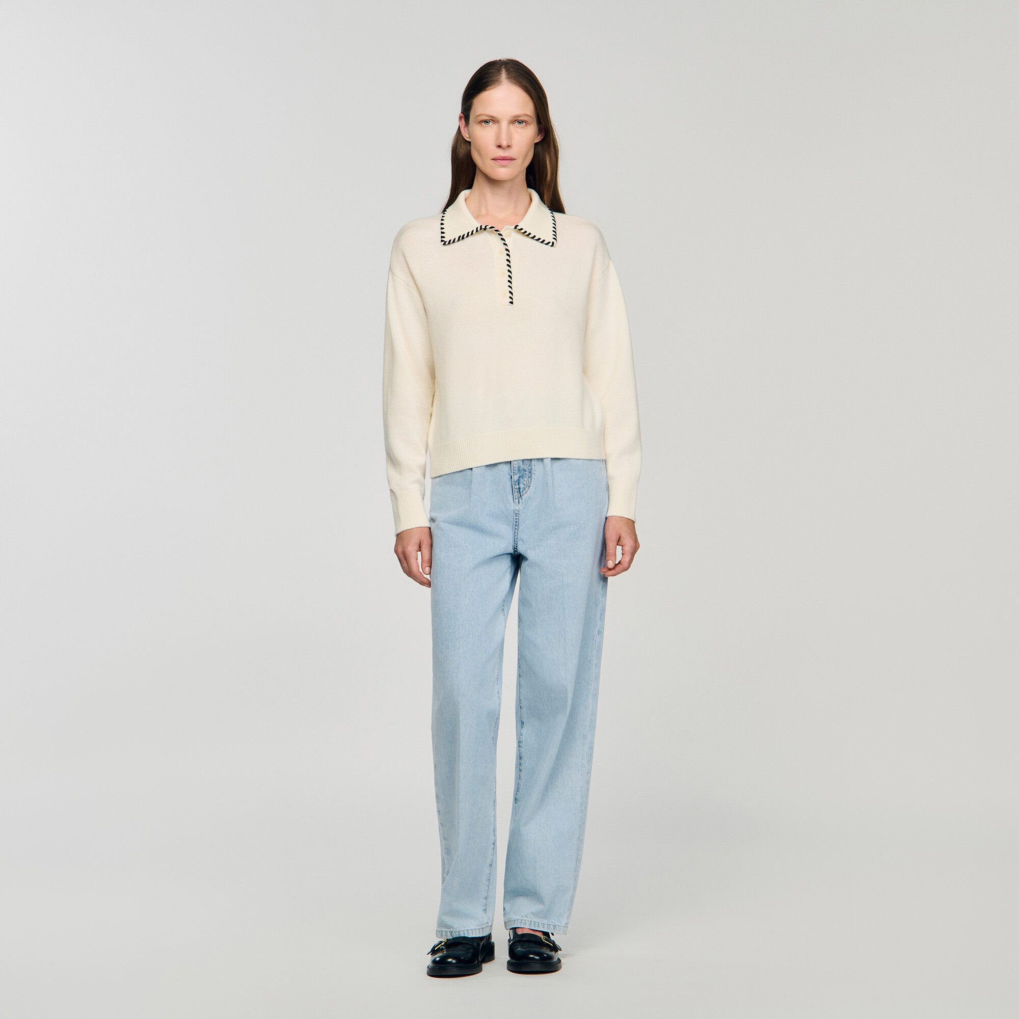 Contrast polo-neck knit jumper Contrast polo-neck knit jumper