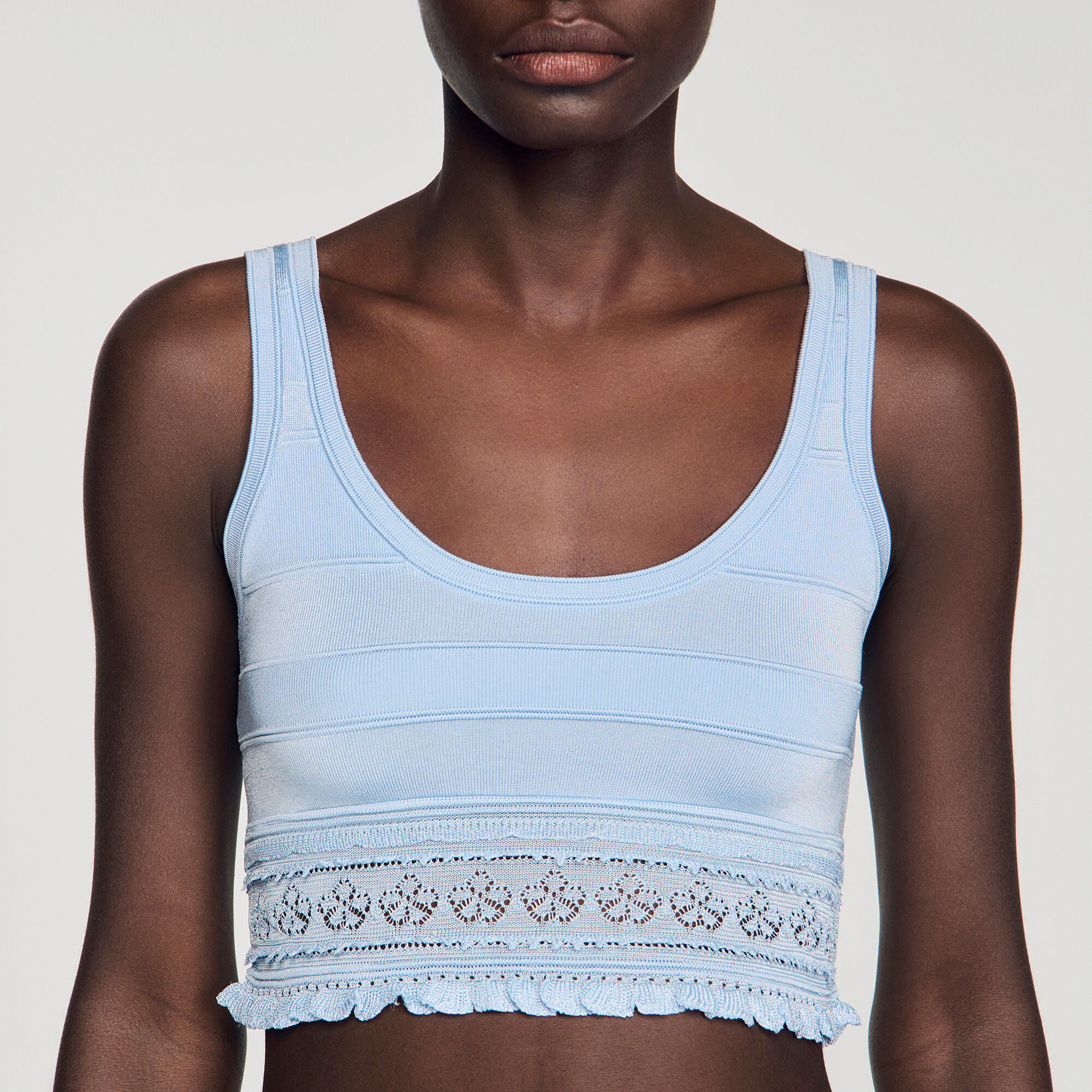 Pointelle knit crop top