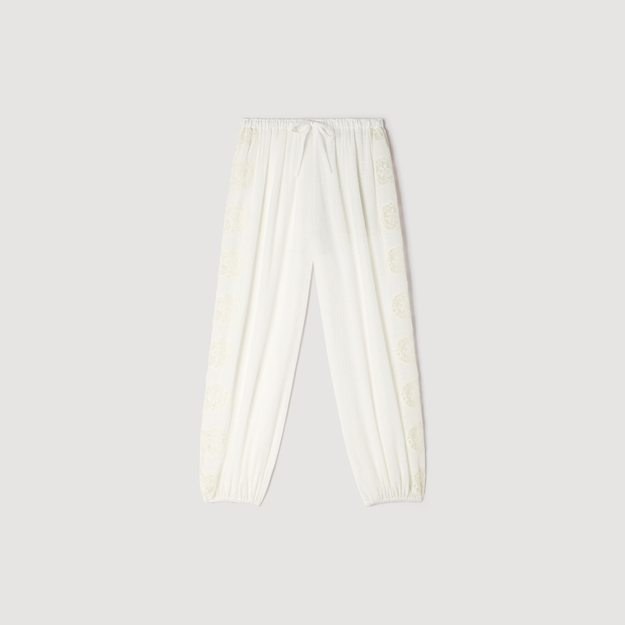 Crinkled wide-leg trousers