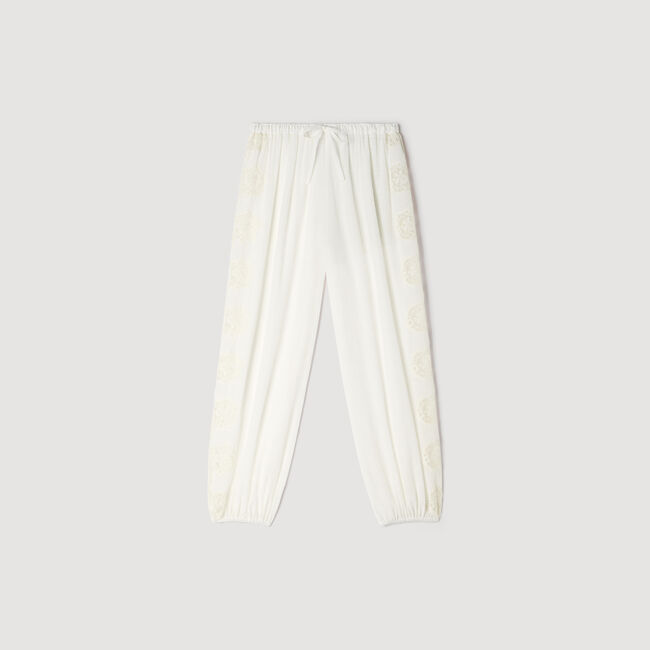 Crinkled wide-leg trousers