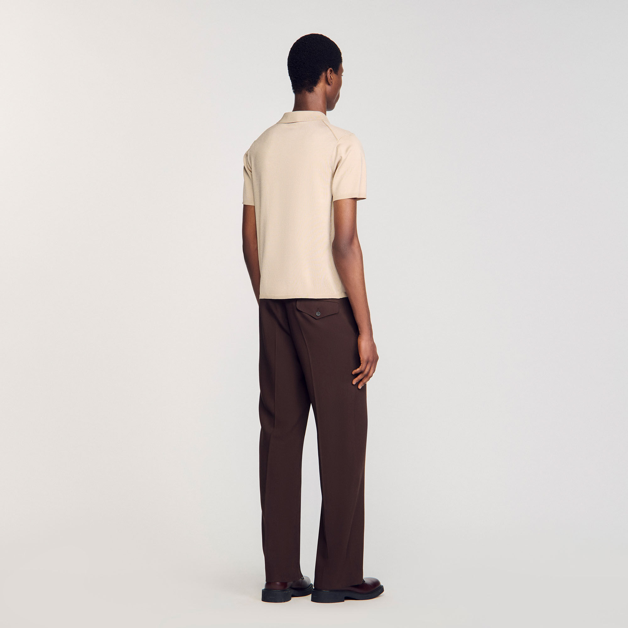 Short-sleeve knitted polo shirt