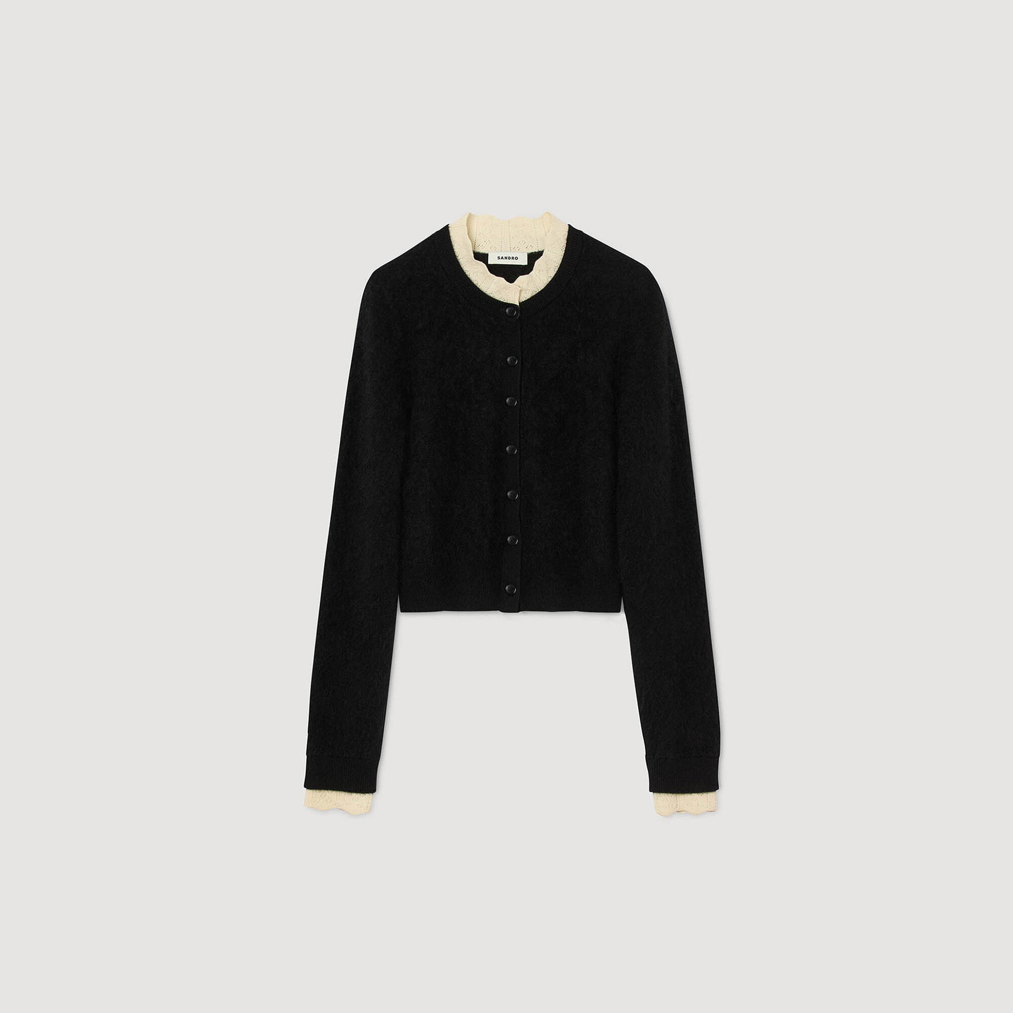 Pointelle collar cardigan Pointelle collar cardigan