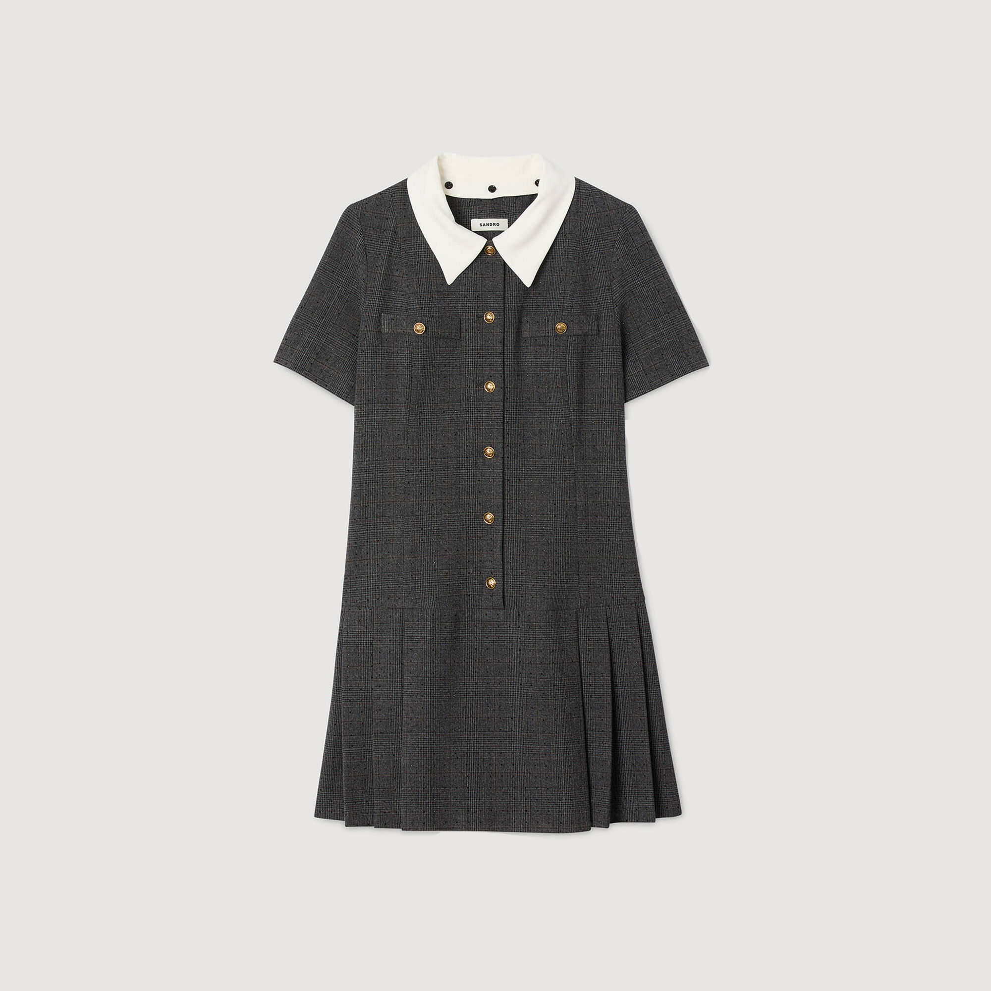 Short pleated dress with rhinestones