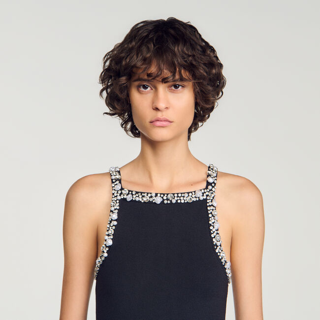 Bead and rhinestone knit bodysuit - Women | Sandro Paris