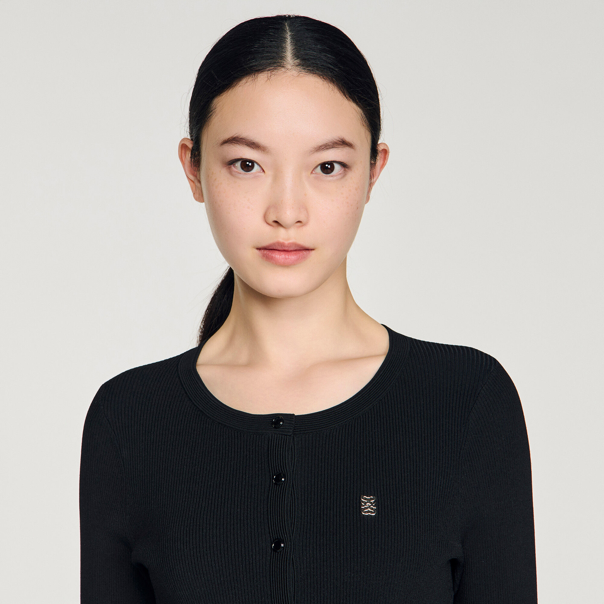 Pleated knit short dress