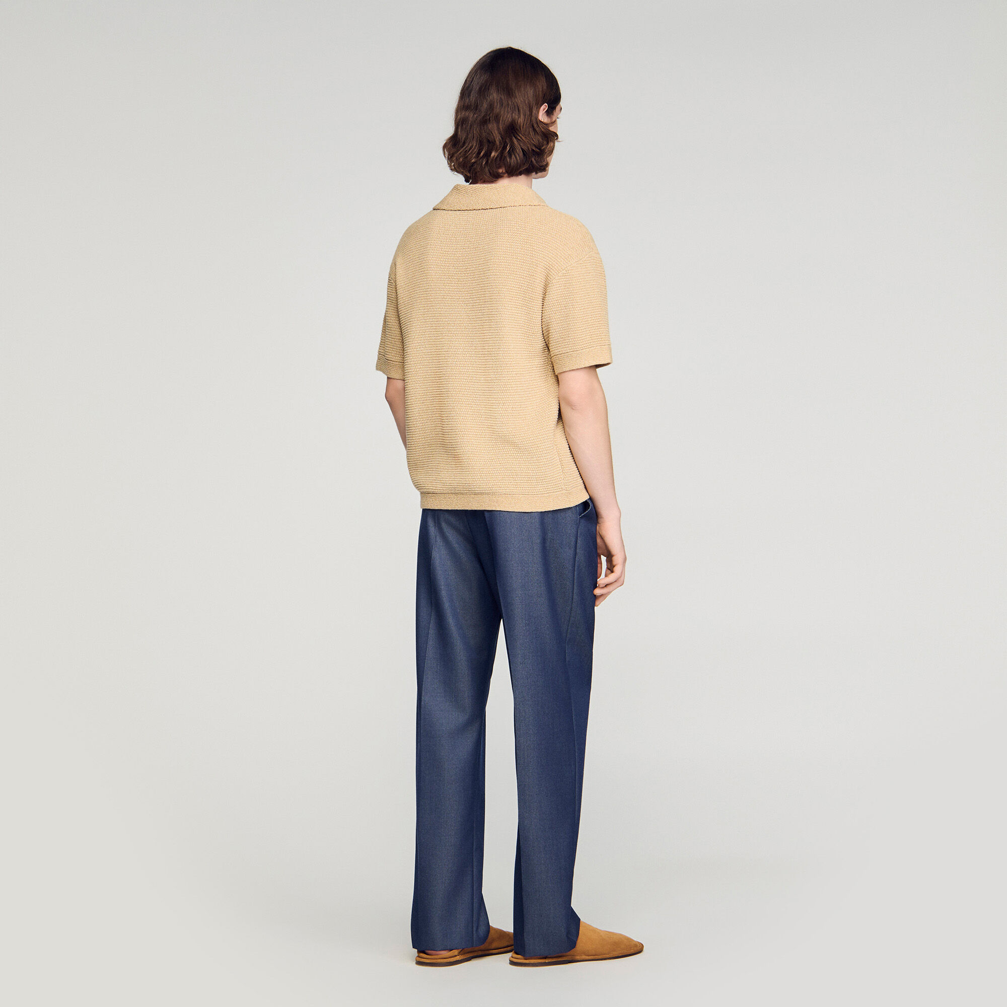 Jute-effect polo shirt