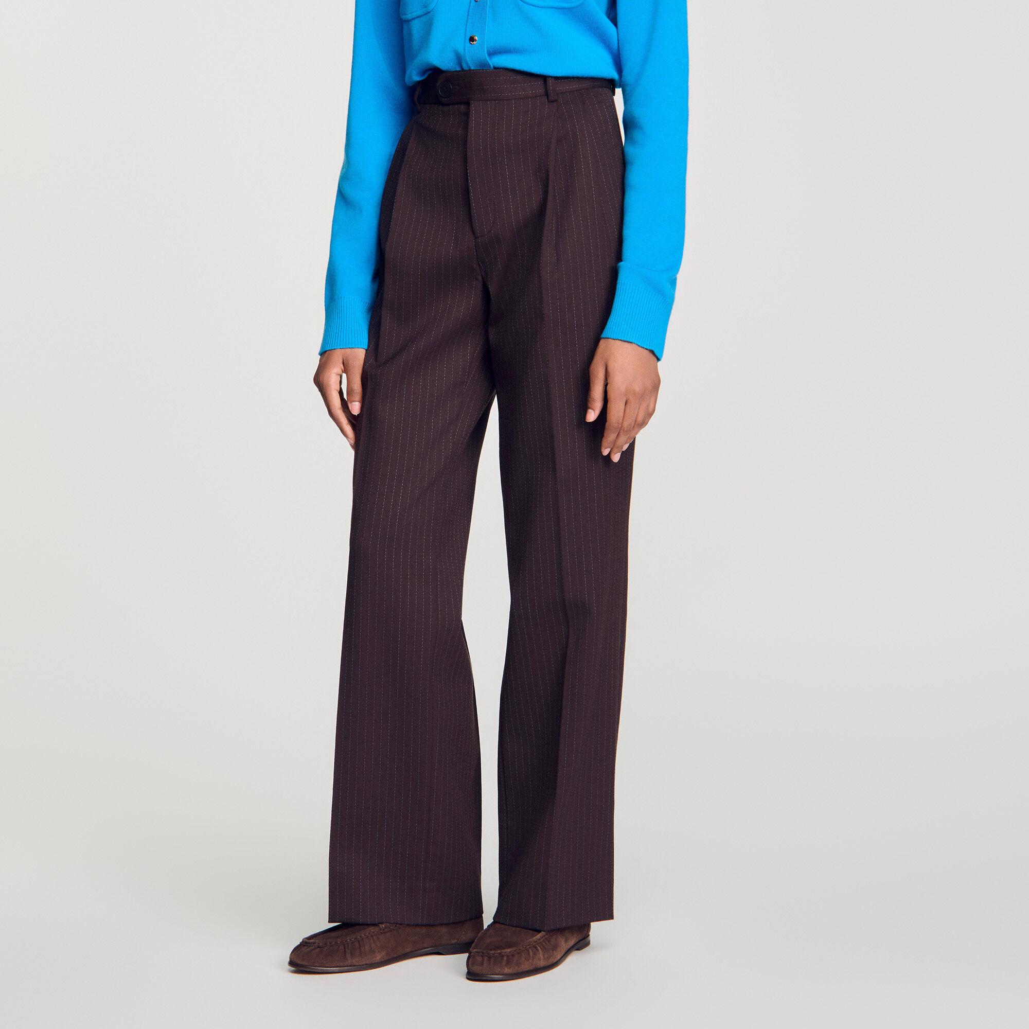 Striped straight-leg trousers - Women | Sandro Paris