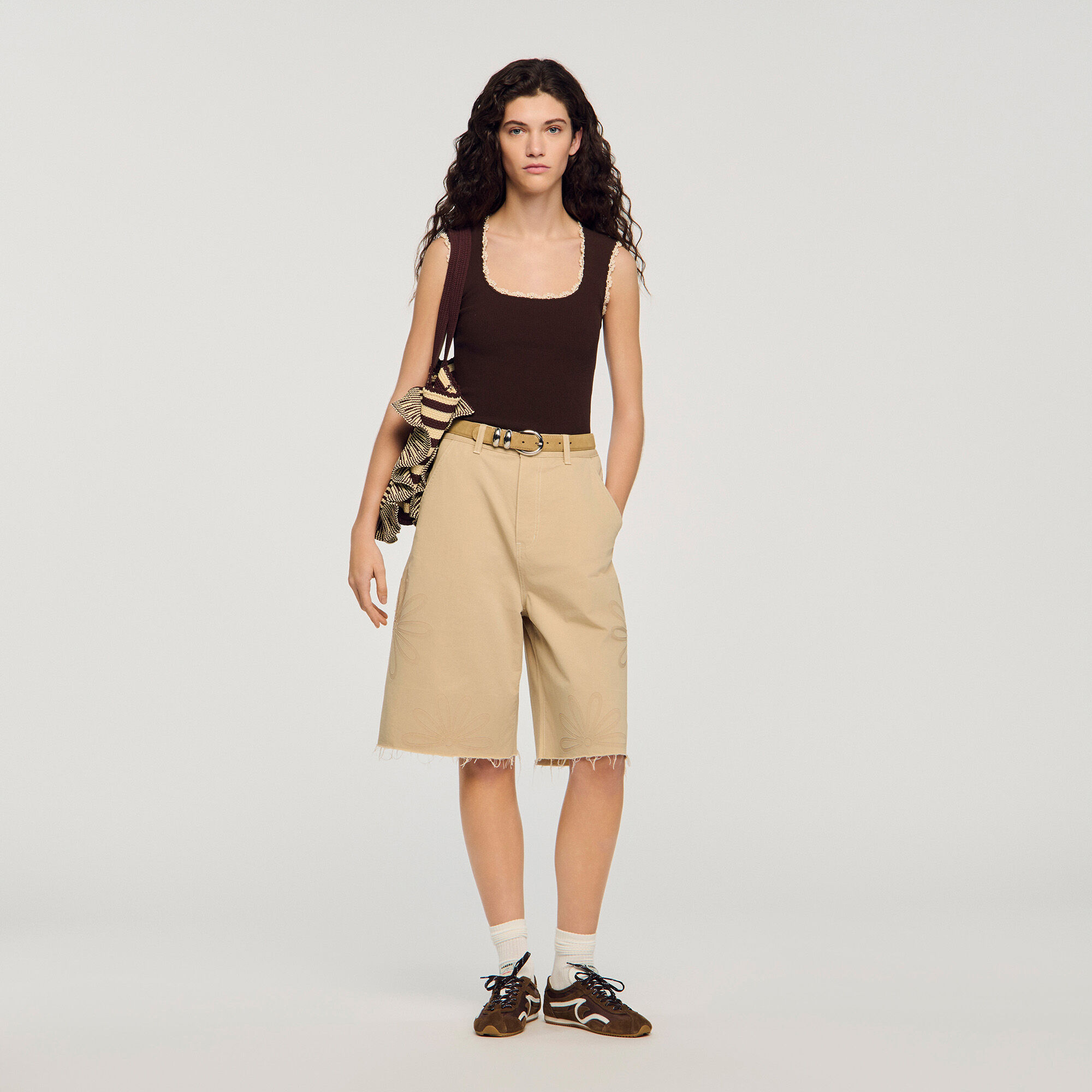 Crochet detail knit top