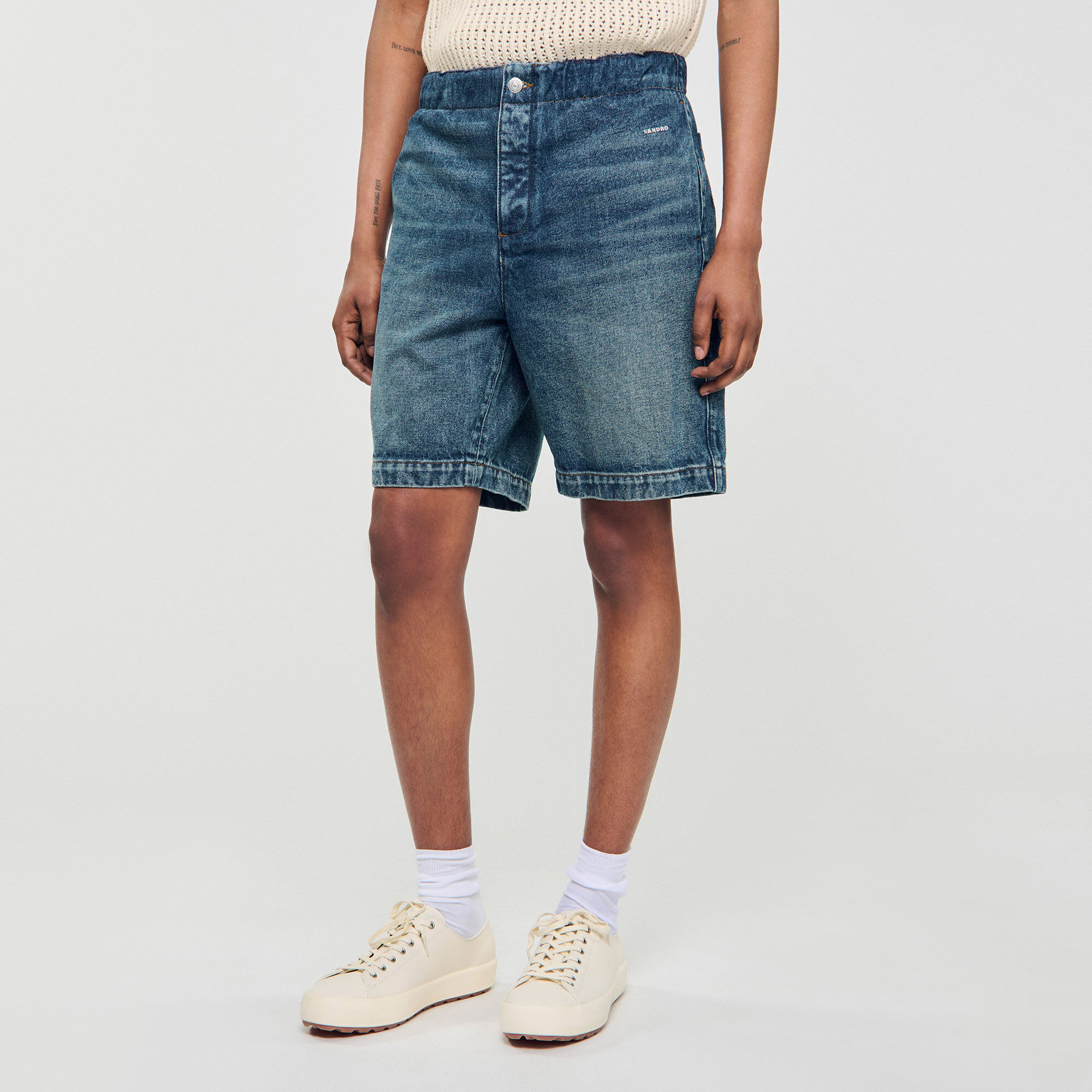 Elasticated denim shorts Elasticated denim shorts