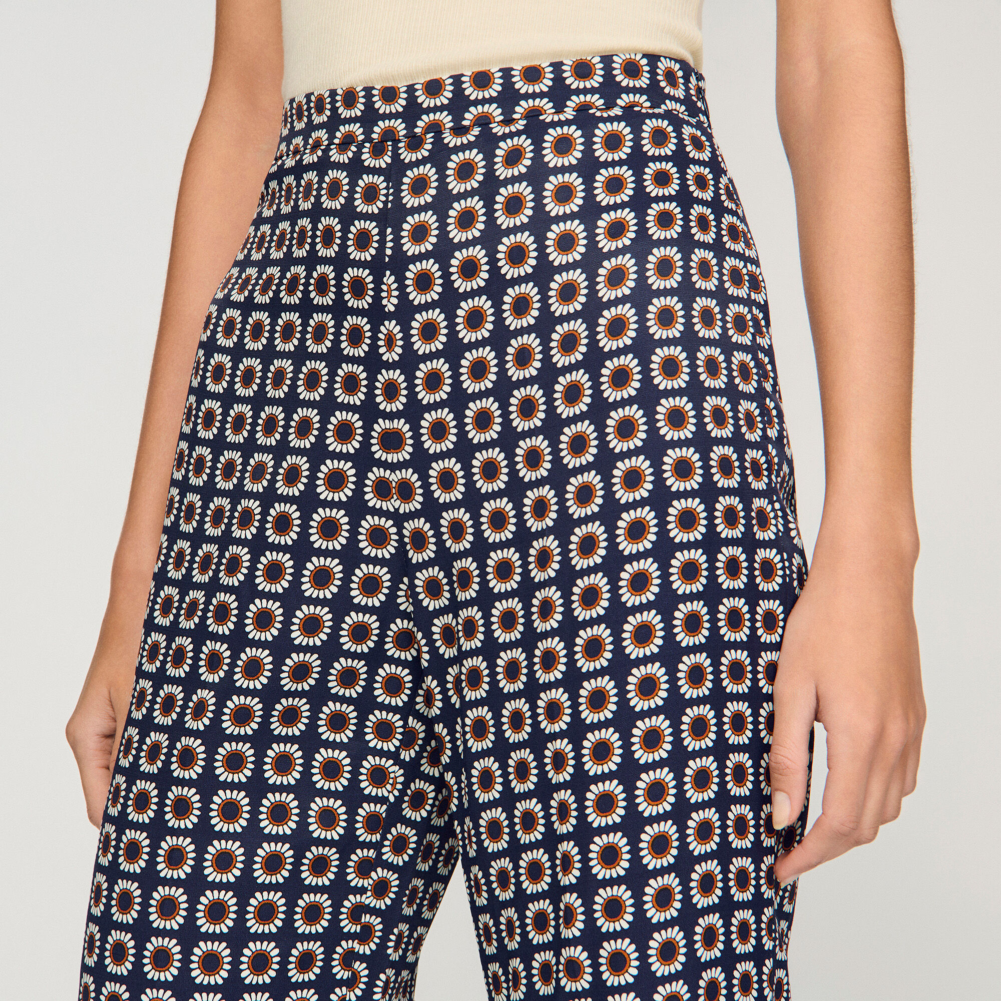 Floral-print floaty trousers