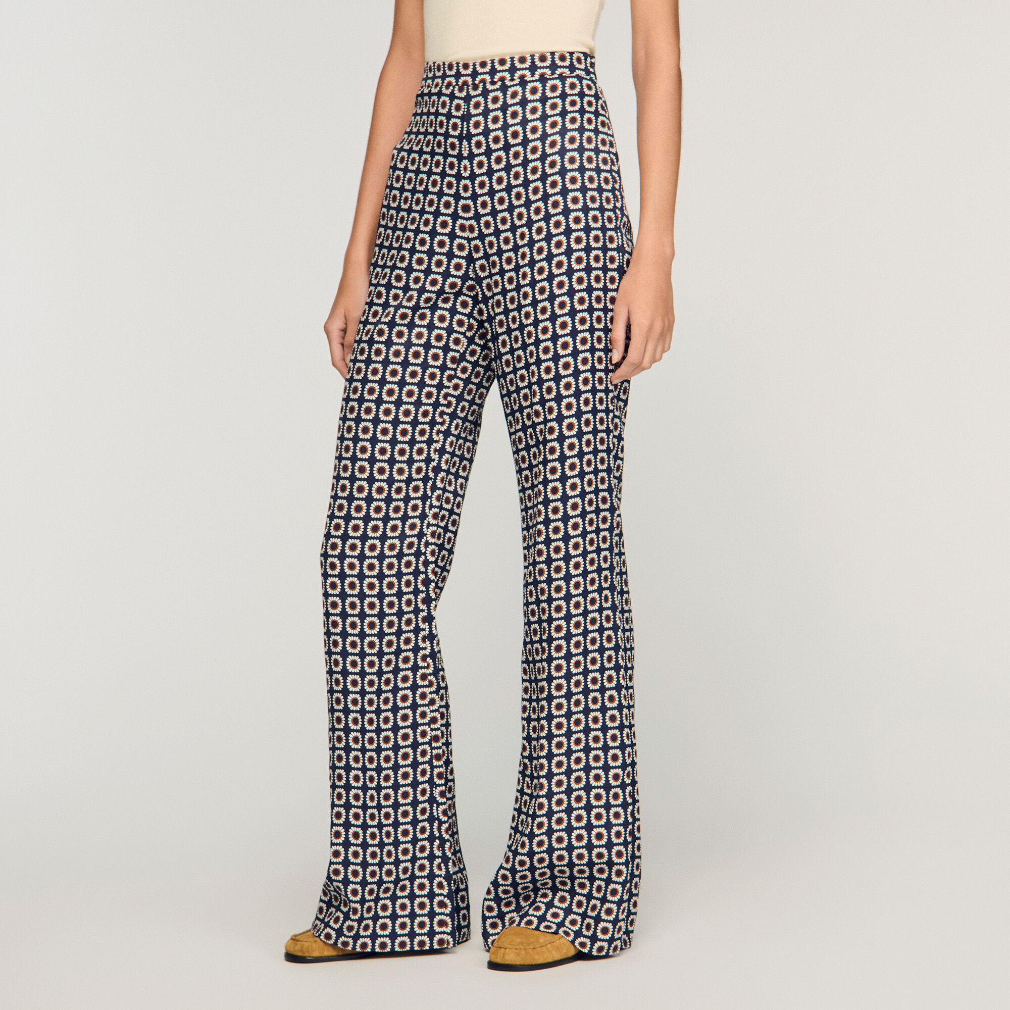 Floral-print floaty trousers