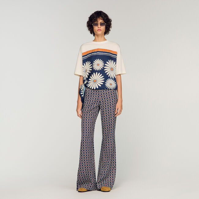 Floral-print floaty trousers