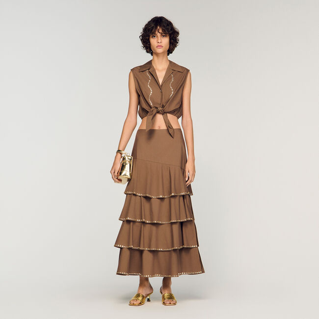 Rhinestone cropped shirt