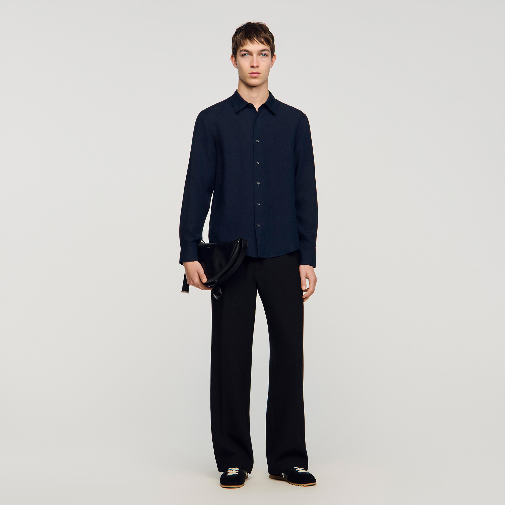 Linen shirt blue for Men | Sandro Paris